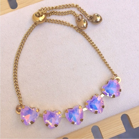 Purple Opal Aurora Borealis Crystal Heart Bracelet - Picture 8 of 16